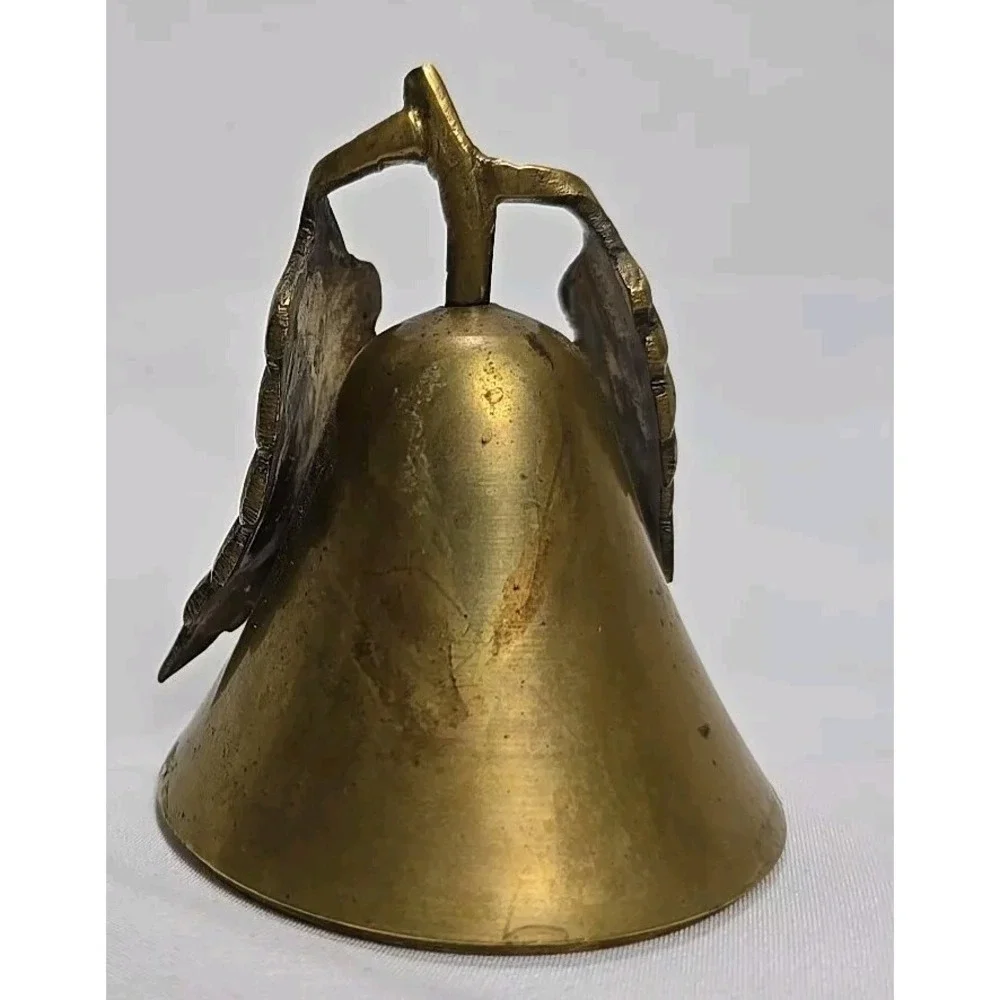 VINTAGE Brass Pear Lid/Top ONLY, Trinket Box,‎ Screw Top, Two Leaves On Stem